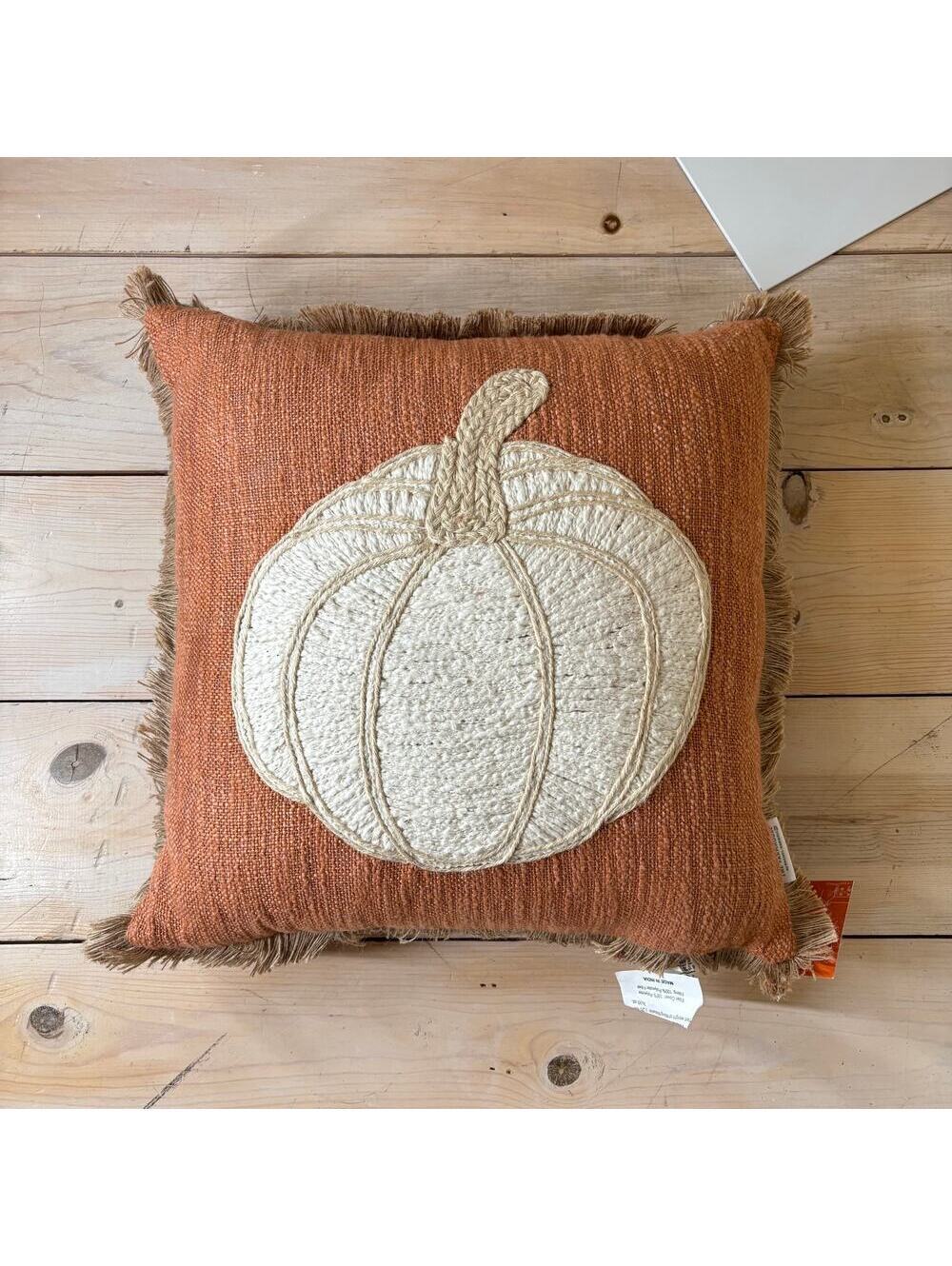 The Farmhouse By Rachel Ashwell NWT Decorative Pumpkin Pillow Orange Cream 20x20
